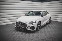 Cup Spoilerlippe Front Ansatz V.4 passend für Audi S3 / A3 S-Line 8Y schwarz Hochglanz