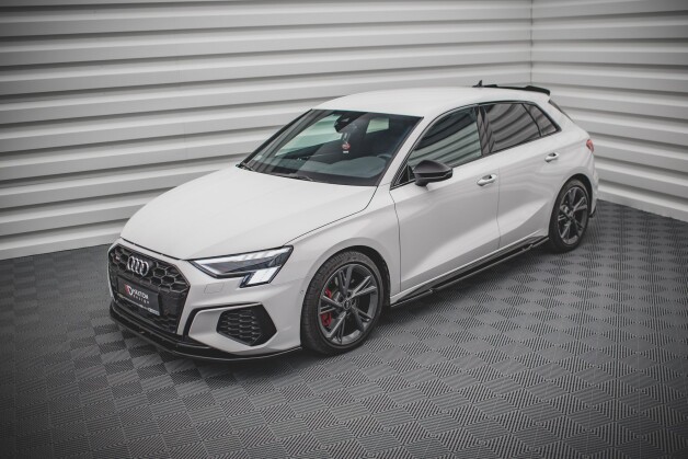 Seitenschweller Ansatz Cup Leisten V.1 passend für Audi S3 / A3 S-Line 8Y schwarz Hochglanz