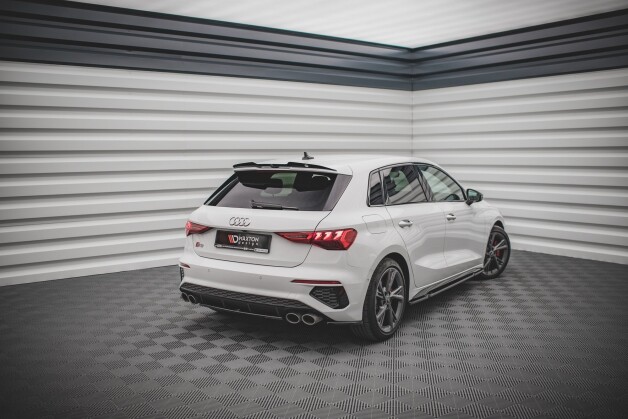 Mittlerer Cup Diffusor Heck Ansatz passend für Audi S3 Sportback 8Y schwarz Hochglanz