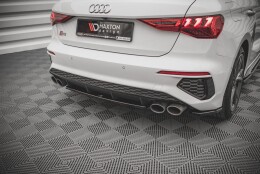 Mittlerer Cup Diffusor Heck Ansatz passend für Audi S3 Sportback 8Y schwarz Hochglanz