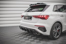 Heck Ansatz Diffusor passend für Audi S3 Sportback 8Y schwarz Hochglanz