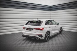 Heck Ansatz Flaps Diffusor V.1 für Audi S3 Sportback 8Y schwarz Hochglanz