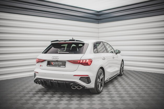 Heck Ansatz Flaps Diffusor V.2 passend für Audi S3 Sportback 8Y schwarz Hochglanz