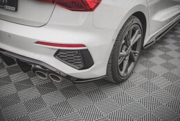 Street+ Heck Ansatz Flaps V.2 passend für Audi S3 / A3 S-Line Sportback 8Y schwarz Hochglanz