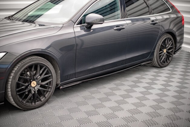 Seitenschweller Ansatz Cup Leisten passend für Volvo V90 Mk2 schwarz Hochglanz