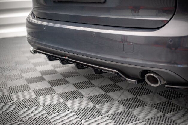 Mittlerer Cup Diffusor Heck Ansatz V.1 passend für Volvo V90 Mk2 schwarz Hochglanz
