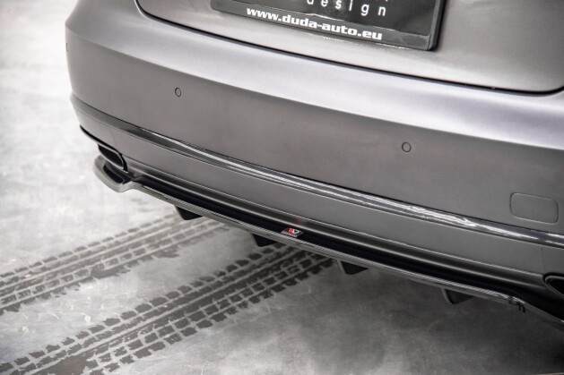Mittlerer Cup Diffusor Heck Ansatz DTM Look für Audi A8 D4 Facelift schwarz Hochglanz