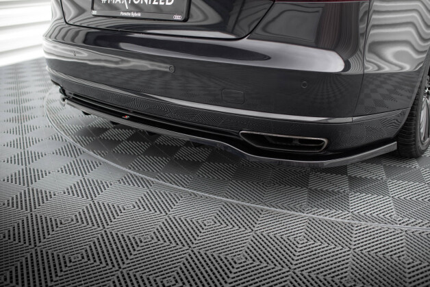 Mittlerer Cup Diffusor Heck Ansatz DTM Look passend für Audi A8 D4 Facelift schwarz Hochglanz