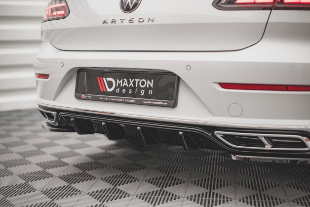 Heck Ansatz Diffusor passend für VW Arteon R-Line Facelift schwarz Hochglanz