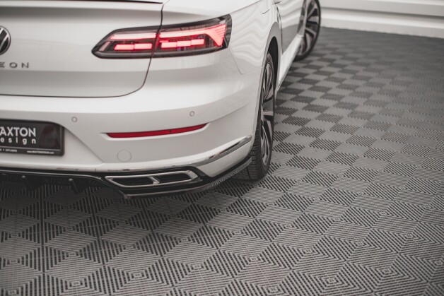 Heck Ansatz Flaps Diffusor für VW Arteon R-Line Limousine / Shooting Brake Mk1 Facelift schwarz Hochglanz