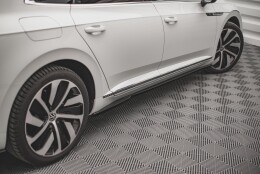 Seitenschweller Ansatz Cup Leisten für VW Arteon R/ R-Line Limousine / Shooting Brake Mk1 Facelift schwarz Hochglanz