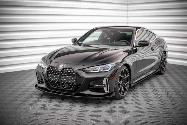 Street Pro Spoilerlippe Front Ansatz + Flaps passend für BMW 4er M-Paket / M440i G22 / G23 / G22 FL / G23 FL schwarz Hochglanz