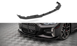 Street Pro Cup Spoilerlippe Front Ansatz für + Flaps für BMW 4er M-Paket / M440i G22 / G23 / G22 Facelift / G23 Facelift schwarz Hochglanz