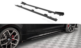 Street Pro Seitenschweller Ansatz Cup Leisten + Flaps für BMW 4er M-Paket / M440i G22 / G23 / G22 Facelift / G23 Facelift schwarz Hochglanz