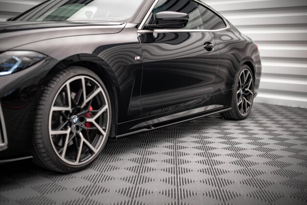 Seitenschweller Ansatz Cup Leisten für V.1 für BMW 4er M-Paket / M440i G22 / G23 / G22 Facelift / G23 Facelift schwarz Hochglanz