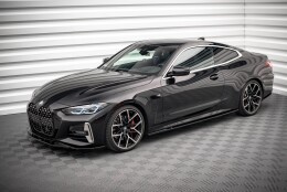 Seitenschweller Ansatz Cup Leisten für V.1 für BMW 4er M-Paket / M440i G22 / G23 / G22 Facelift / G23 Facelift schwarz Hochglanz