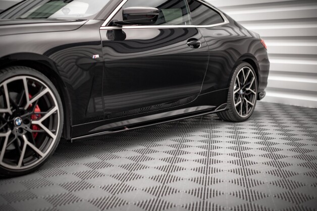 Seitenschweller Ansatz Cup Leisten V.2 passend für BMW 4er M-Paket / M440i G22 / G23 / G22 Facelift / G23 Facelift schwarz Hochglanz