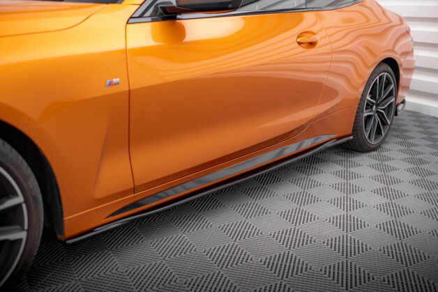 Street+ Seitenschweller Leisten V.3 passend für BMW 4er M-Paket / M440i G22 / G23 / G22 FL / G23 FL schwarz Hochglanz