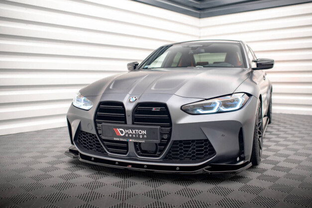 Cup Spoilerlippe Front Ansatz V.2 für BMW M4 G82 / G83 / G82 Facelift / G83 Facelift / M3 Limousine / Touring G80 / G81 schwarz Hochglanz