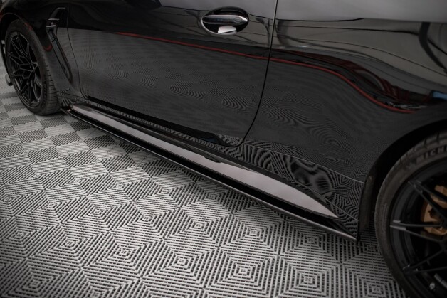 Seitenschweller Ansatz Cup Leisten V.2 für BMW M4 G82 / G83 / G82 Facelift / G83 Facelift schwarz Hochglanz