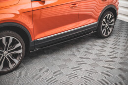 Seitenschweller Ansatz Cup Leisten passend für VW T-Roc Mk1 schwarz Hochglanz