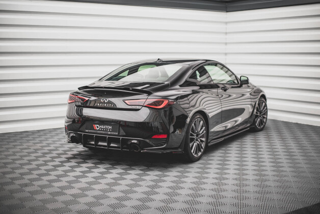 Heck Ansatz Flaps Diffusor passend für Infiniti Q60 S Mk2 schwarz Hochglanz