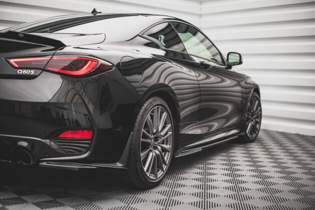 Seitenschweller Ansatz Cup Leisten passend für Infiniti Q60 S Mk2 schwarz Hochglanz