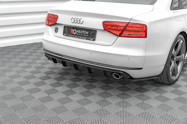 Heck Ansatz Diffusor passend für Audi A8 D4 schwarz Hochglanz
