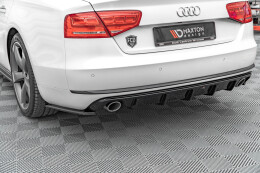 Heck Ansatz Diffusor für Audi A8 D4 schwarz Hochglanz