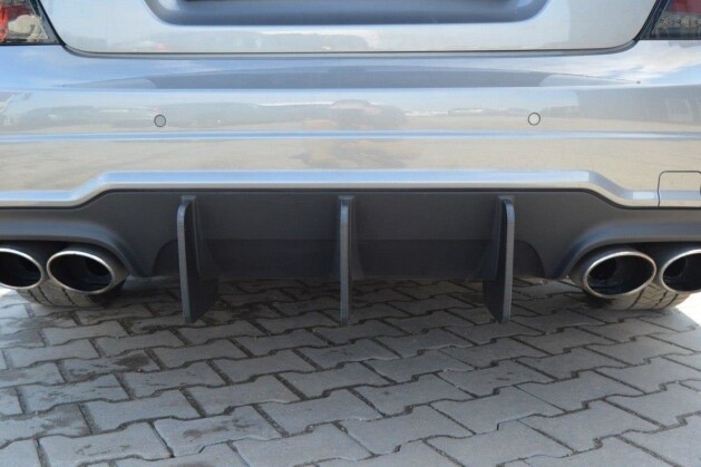 Heck Ansatz Diffusor passend für Heckschürze V.1 passend für Mercedes C W204 AMG-Line (FACELIFT) SCHWARZ