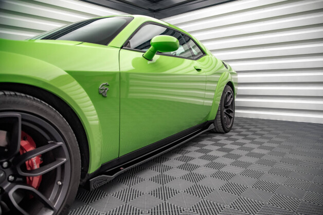 Seitenschweller Ansatz Cup Leisten passend für Dodge Challenger SRT Hellcat Widebody Mk3 schwarz Hochglanz