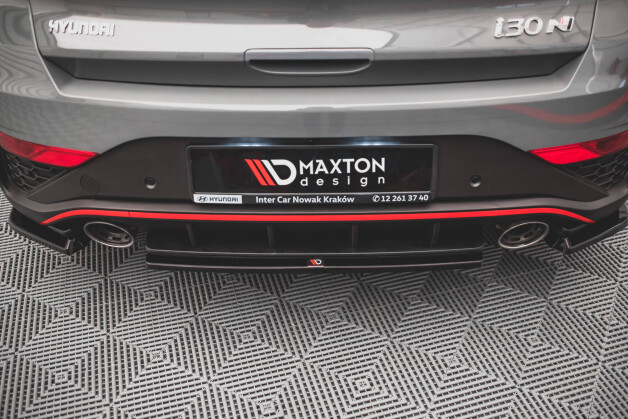 Mittlerer Cup Diffusor Heck Ansatz passend für Hyundai I30 N Hatchback Mk3 Facelift schwarz Hochglanz