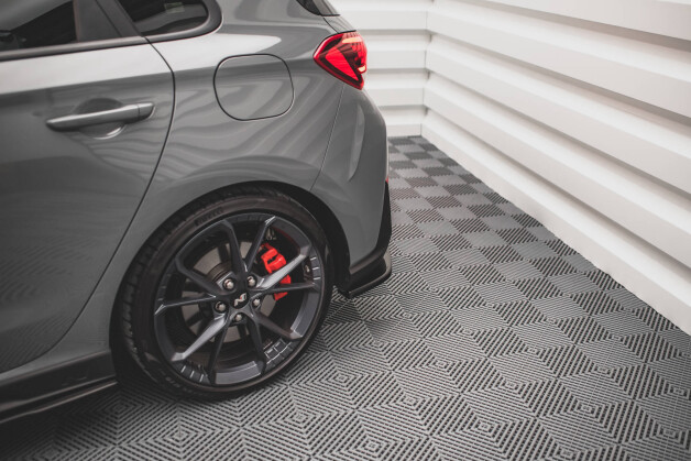 Heck Ansatz Flaps Diffusor V.2 passend für Hyundai I30 N Hatchback Mk3 Facelift schwarz Hochglanz