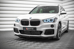 Cup Spoilerlippe Front Ansatz V.1 passend für BMW X1 M-Paket F48 schwarz Hochglanz