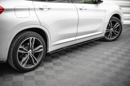 Seitenschweller Ansatz Cup Leisten für BMW X1 M-Paket F48 schwarz matt