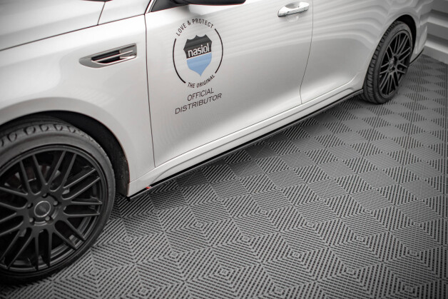Seitenschweller Ansatz Cup Leisten passend für Kia Optima Mk4 schwarz Hochglanz
