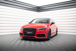 Cup Spoilerlippe Front Ansatz V.2 passend für Audi S3 / A3 S-Line 8V Limousine / Cabrio schwarz Hochglanz