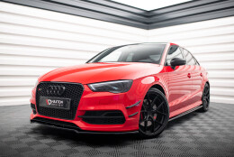 Cup Spoilerlippe Front Ansatz V.2 passend für Audi S3 / A3 S-Line 8V Limousine / Cabrio schwarz Hochglanz