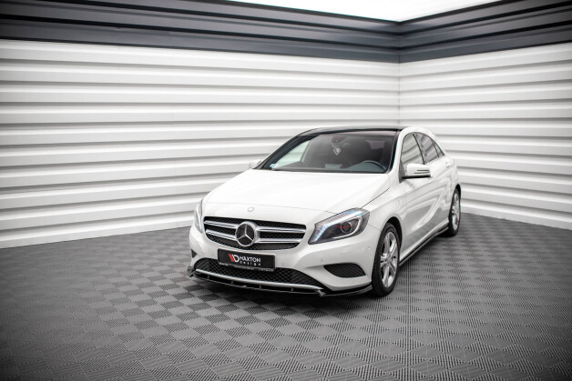 Cup Spoilerlippe Front Ansatz V.1 passend für Mercedes-Benz A W176 schwarz Hochglanz