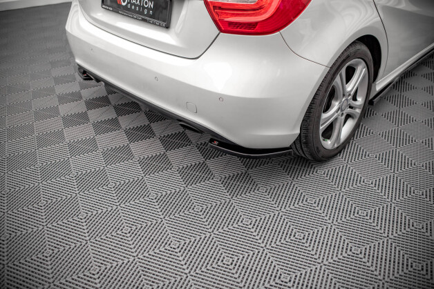 Heck Ansatz Flaps Diffusor V.2 passend für Mercedes-Benz A W176 schwarz Hochglanz