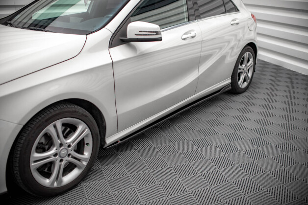 Seitenschweller Ansatz Cup Leisten V.1 passend für Mercedes-Benz A W176 schwarz Hochglanz
