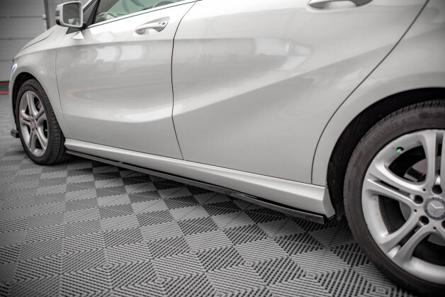 Seitenschweller Ansatz Cup Leisten V.2 passend für Mercedes-Benz A W176 schwarz Hochglanz