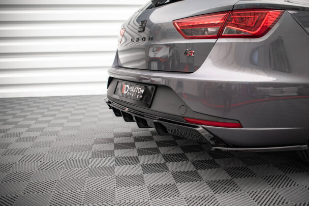 Heck Ansatz Diffusor passend für Seat Leon FR Sportstourer Mk3 schwarz Hochglanz