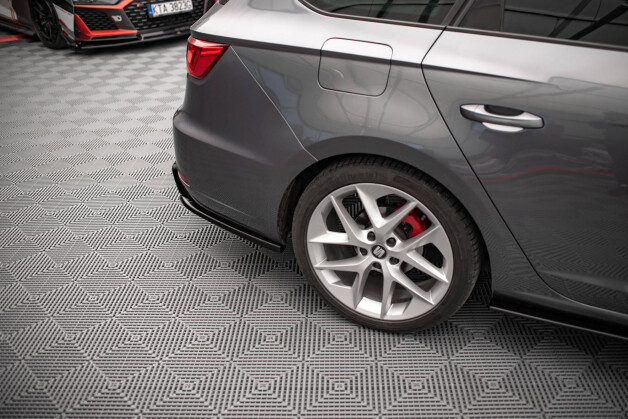 Heck Ansatz Flaps Diffusor V.2 passend für Seat Leon FR Sportstourer Mk3 schwarz Hochglanz