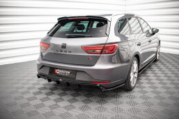 Heck Ansatz Flaps Diffusor V.2 passend für Seat Leon FR Sportstourer Mk3 schwarz Hochglanz