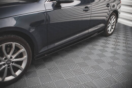 Seitenschweller Ansatz Cup Leisten für Audi A4 Avant B9 schwarz Hochglanz