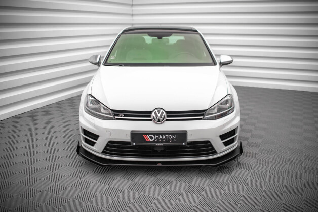 Street Pro Cup Spoilerlippe Front Ansatz für + Flaps für V.1 + Flaps VW Golf R Mk7 schwarz Hochglanz