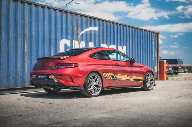 Street Pro Heckschürze Heck Ansatz Diffusor für Mercedes-AMG C43 Coupe C205 schwarz-rot