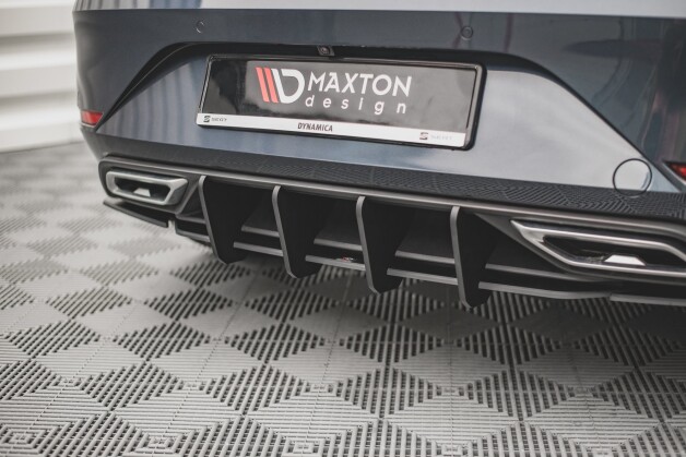 Street Pro Heck Ansatz Diffusor + Flaps passend für Seat Leon FR Hatchback Mk4 SCHWARZ