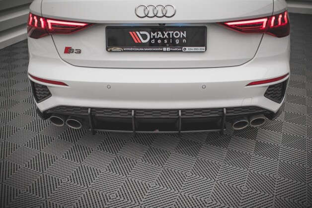 Street Pro Heckschürze Heck Ansatz Diffusor passend für Audi S3 8Y schwarz-rot